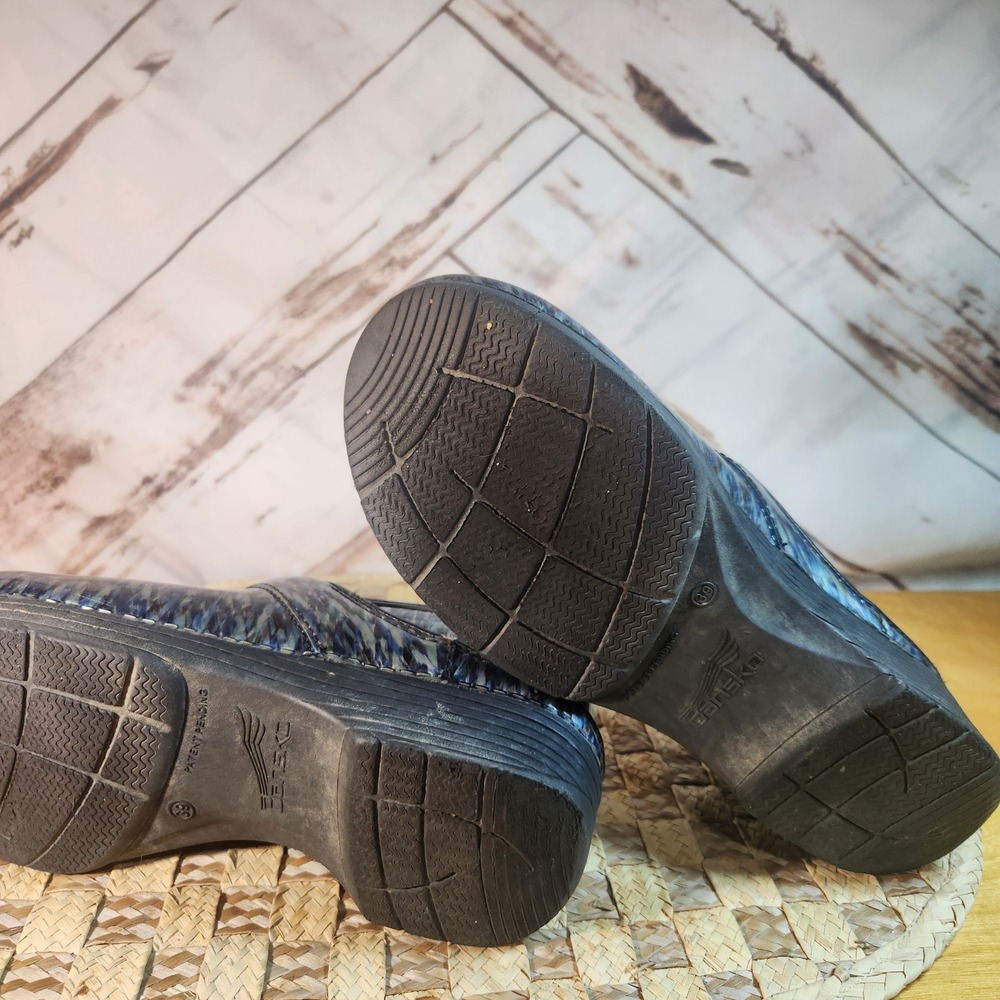 Dansko LT Professional Blue Silver Metalli Clogs Shoes Womens 39 EU 8.5-9 US - Picture 7 of 10